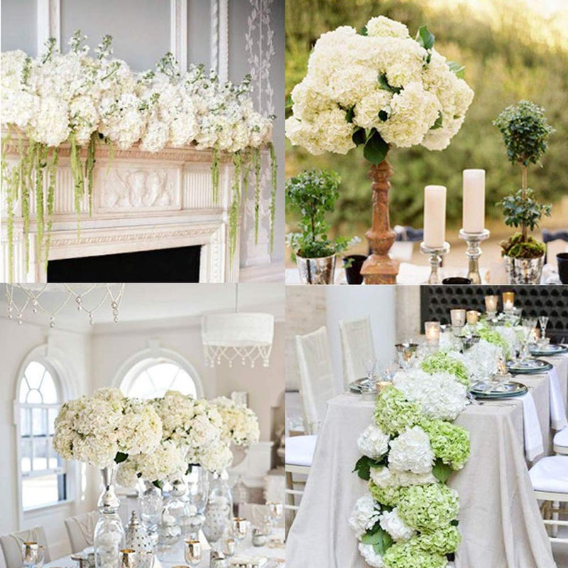 Louiesya Artificial Flowers Silk Hydrangea Flowers with 5 Big Heads Fake Flower Bunch Bouquet for Home Wedding Party Decor DIY (Champagneï¼Œ5 Flower Heads) - Image 5